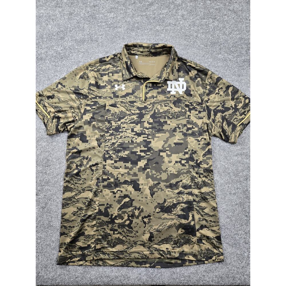 Under Armour Notre Dame Fighting Irish Polo Shirt Men’s Size: Medium Camo #559